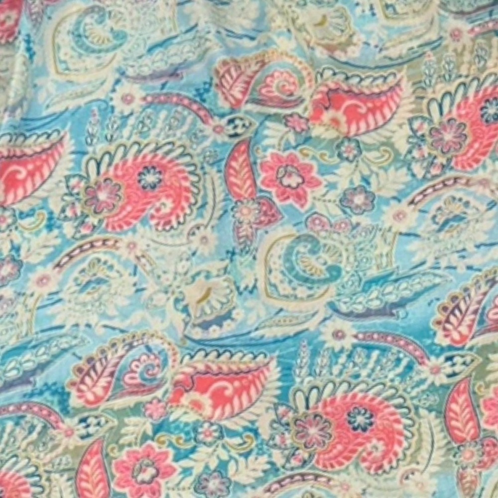 Vintage Paisley Maxi Skirt Womens Free Size Blue Pink Button Front Boho Slit - Picture 7 of 9